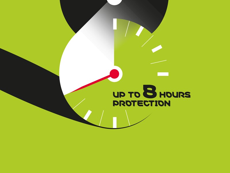 Up to 8 hours protection